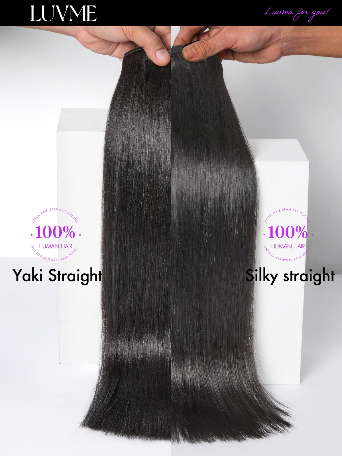 LUVME HAIR Yaki straight texture blending seamlessly with dark hair roots