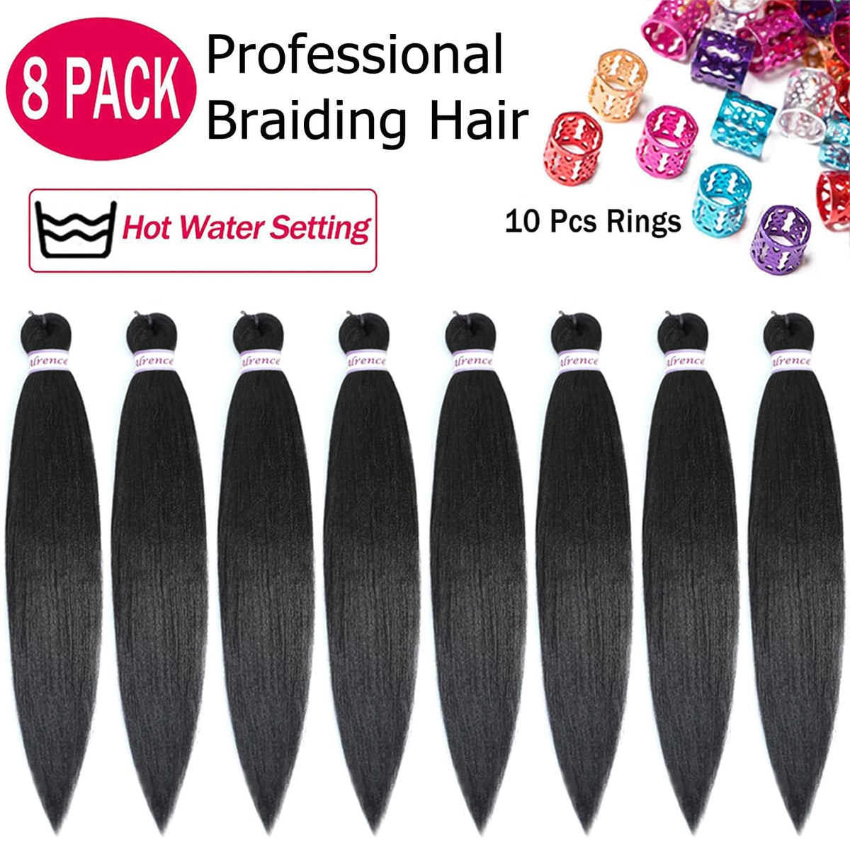 Alrence professional 30 inch synthetic hair bundles demonstrating natural black 1B color texture.