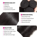 Close up of the healthy, aligned cuticles on premium grade 10A straight hair bundles.