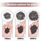 Premium Vlasy brown silicone link rings spread out to show color match accuracy