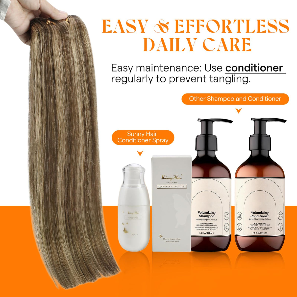 Sunny Hair imported salon quality human hair extensions styling view