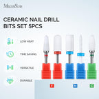 Five piece ceramic nail drill bit set for acrylic nails