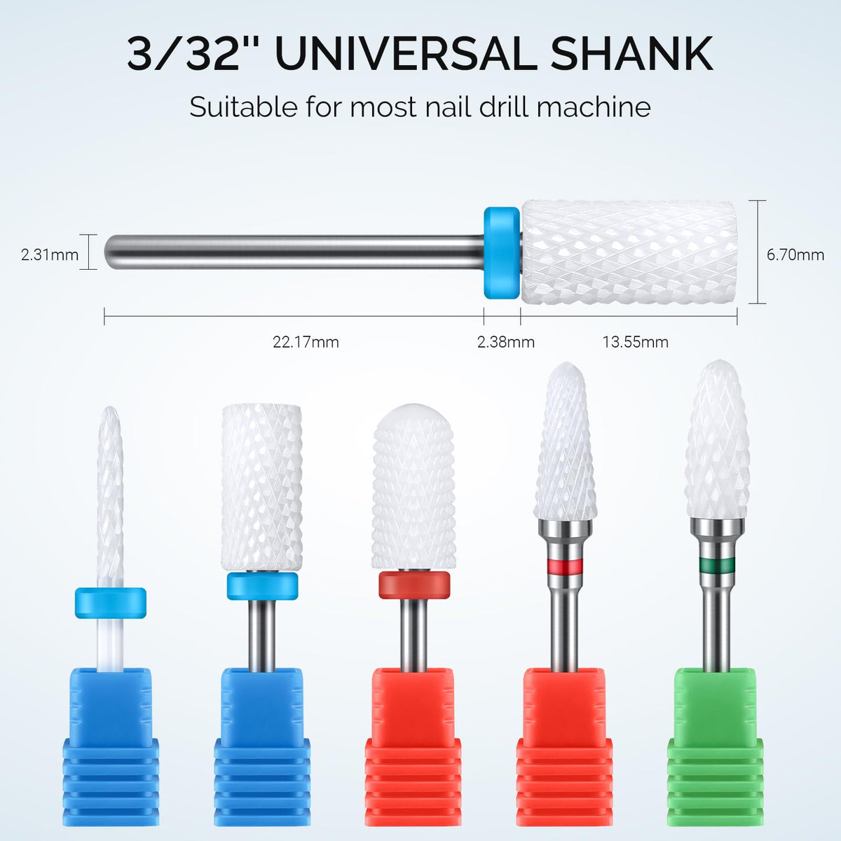 MelodySusie 3/32 inch ceramic drill bits for pedicure