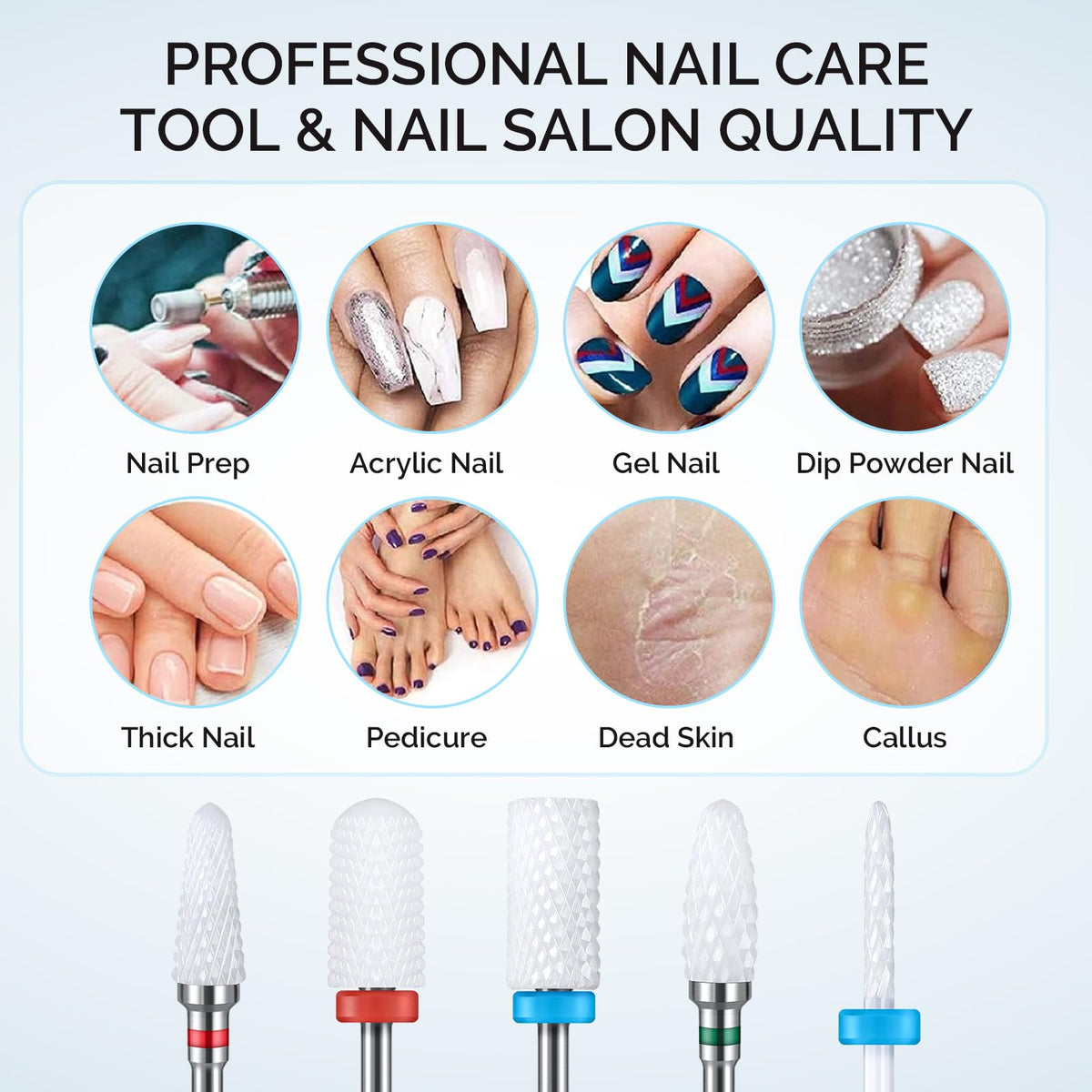 Durable heat resistant ceramic nail file attachments set