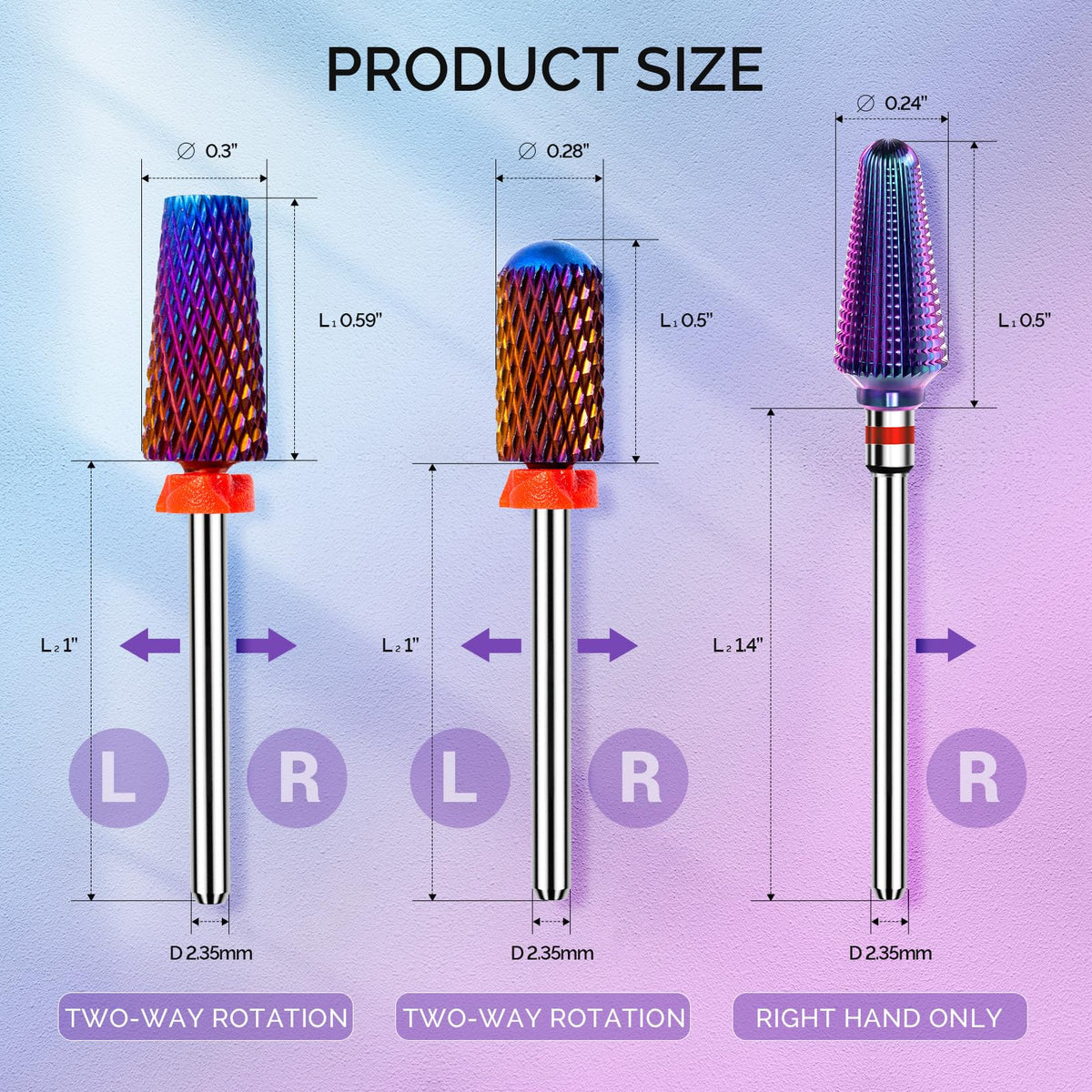 Detailed view of carbide tungsten texture on nail drill bits