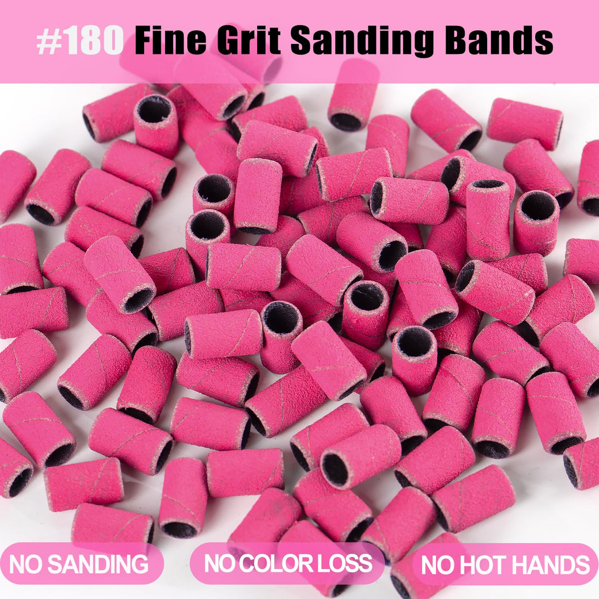 Haozher sanding bands demonstrating acrylic nail smoothing