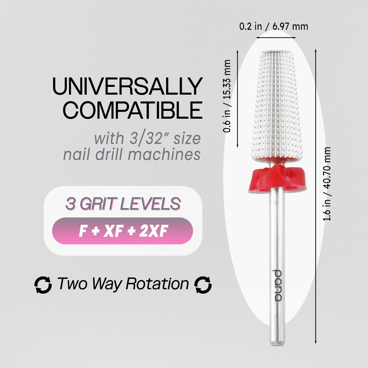 Close up of Pana 5-in-1 nail drill bit grit detail