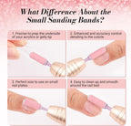 MelodySusie nail drill bits set elements spread out showing steel mandrel shank and multiple pink bands
