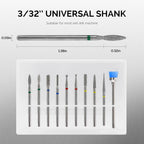 Standard 3/32 inch shank nail drill bit set for salon use