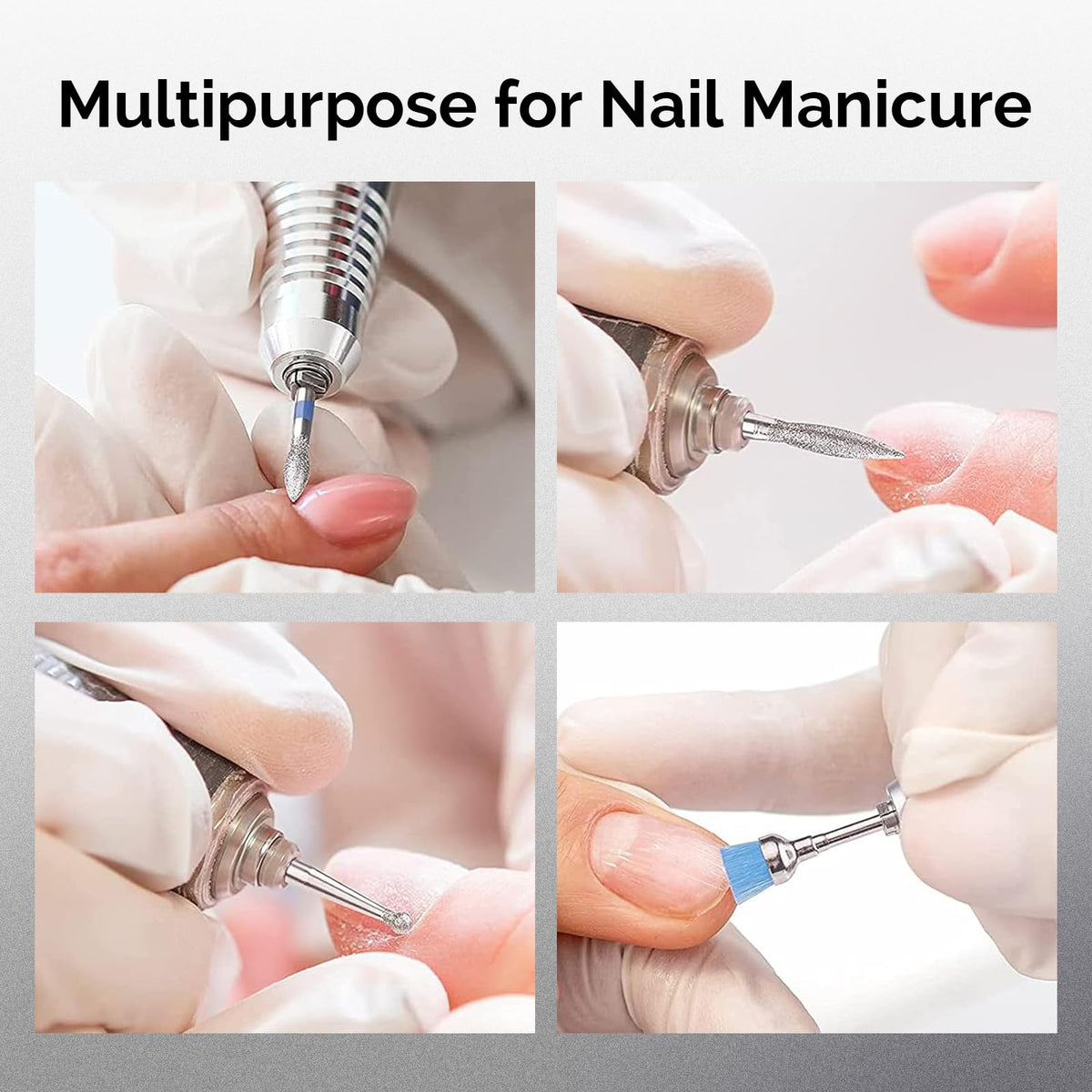 Various shapes of diamond drill bits for nail prep