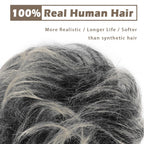 Real human hair messy bun scrunchie salt and pepper look