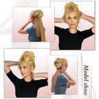 RUWISS real human hair chignon extension in brown with blonde highlights