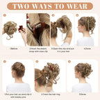 Larfraecy premium Japan heat friendly synthetic fiber messy bun back view attachment style