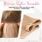 Wavy 12 inch hidden wire hairpiece for women showing lace weft texture