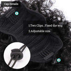 Yinmei Baibian afro puff back view detailing the adjustable drawstring and internal comb attachment
