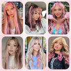 Side profile view of hair extension clips attached to a hairstyle for volume and color