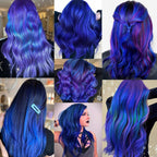 Straight twenty two inch blue hair extensions ready for party styling and cosplay