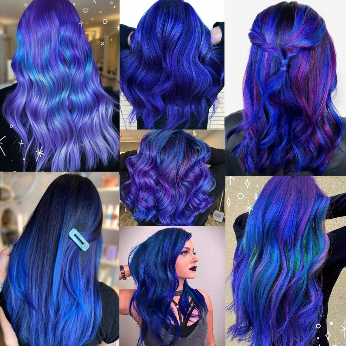 Straight twenty two inch blue hair extensions ready for party styling and cosplay