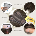 Premium human hair topper no bangs clip in application style for thinning crowns.