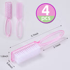 Four pack arrangement of the clear pink finger and toe cleaning brushes