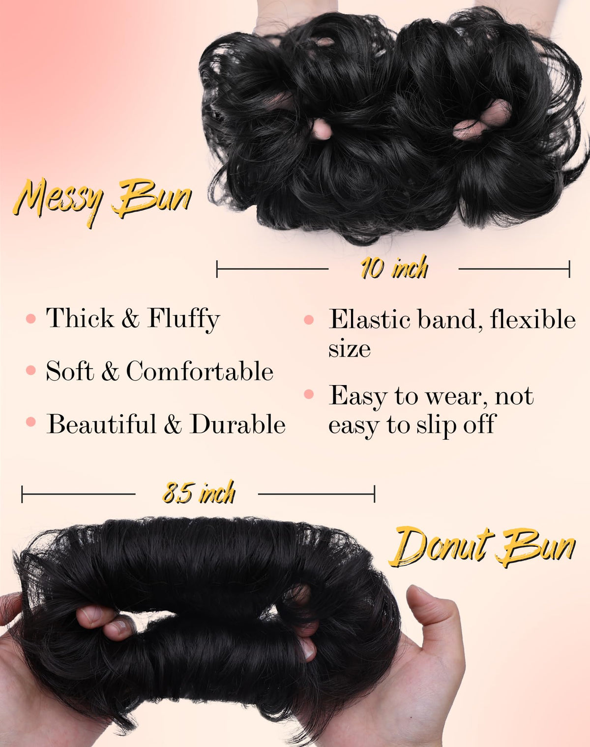 Fluffy donut updo synthetic chignon ponytail extension back view