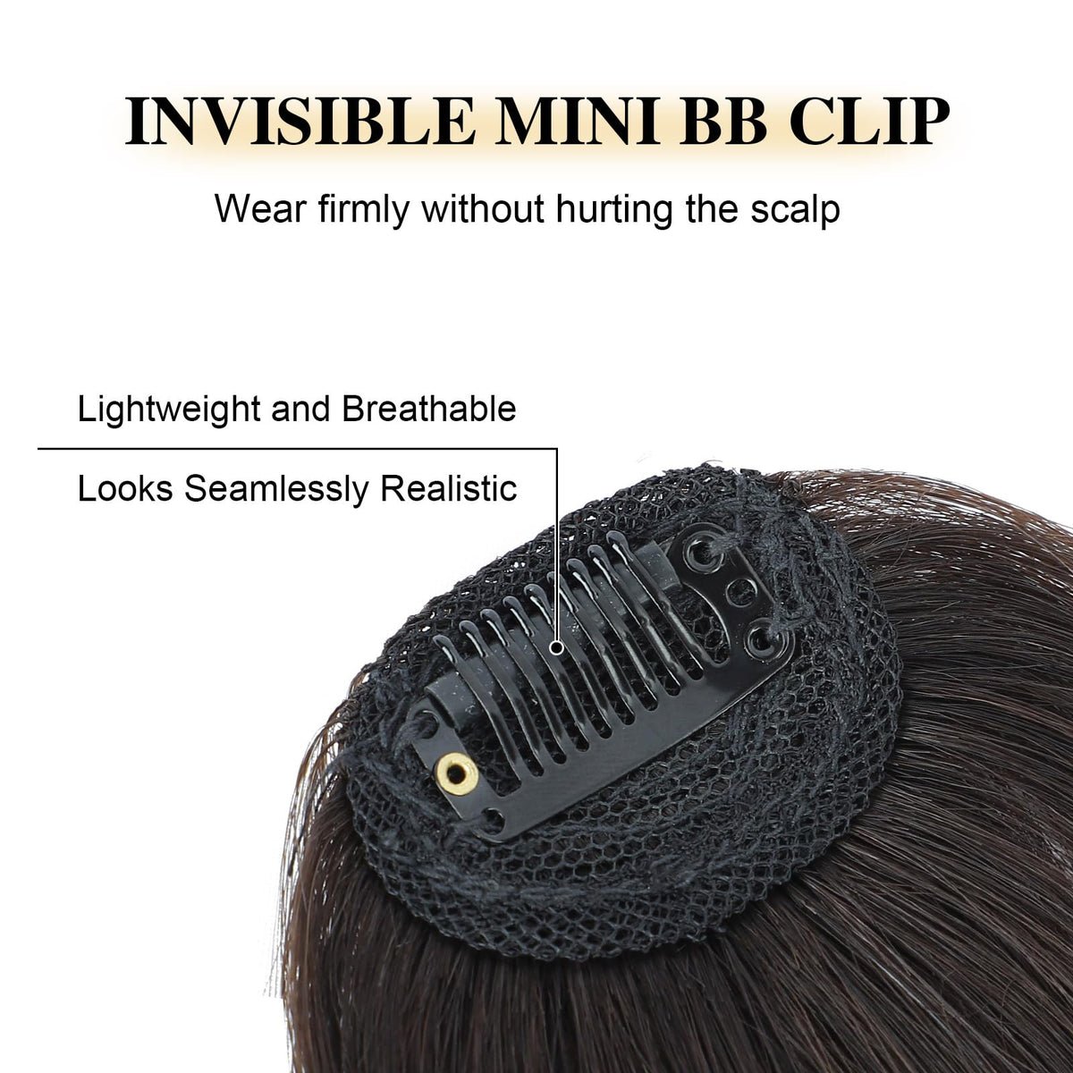 Premium authentic human hair fringe extension showing realistic texture and natural shine