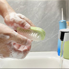 Bathroom setting with OYEWALLS nail brushes for hygiene