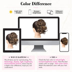 REECHO short curly pony hair extension being attached over a natural hair bun for instant length.