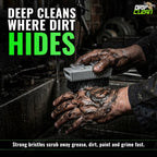 Grip Clean nail scrubber brush side profile highlighting the ergonomic ribbed grip for mechanics