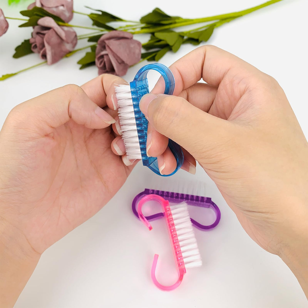 HANWER premium hand scrub tool demonstrating the compact and portable travel-friendly size for personal care