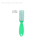 Close-up view of the flexible plastic bristles designed for gentle manicure and pedicure cleaning.