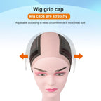 Detailed view of the 4x5 transparent lace front on the wig cap