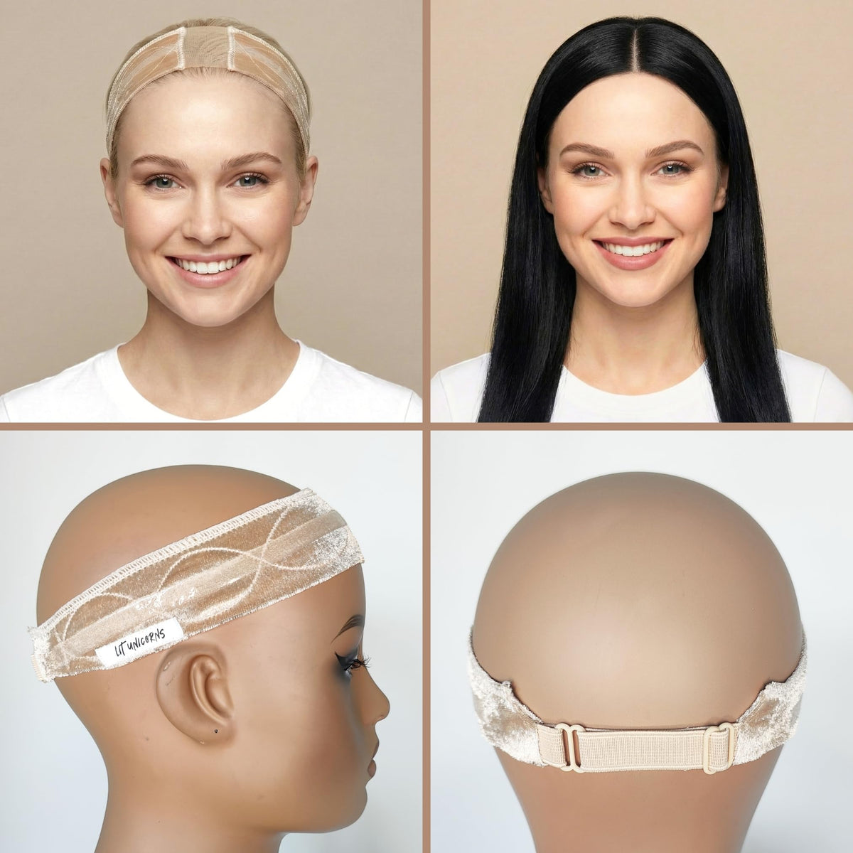 Lit Unicorns wig grip band packaging and product display