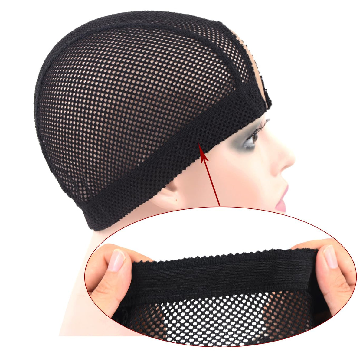 Side view of Ytbyt U part wig cap showing adjustable fit
