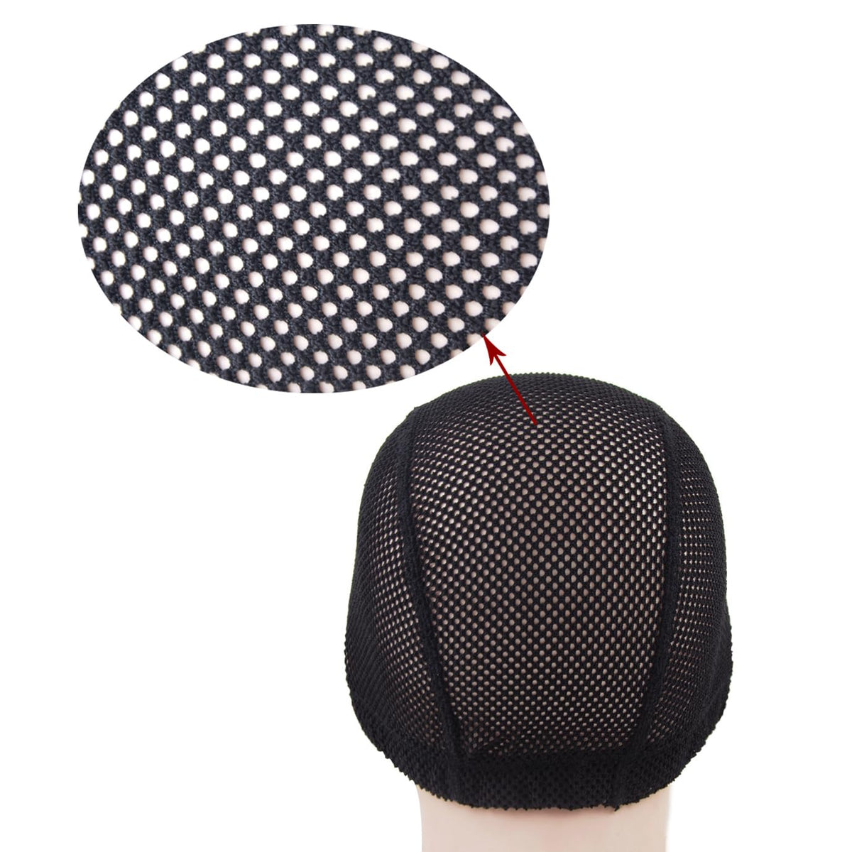 Detailed view of U part lace mesh wig cap