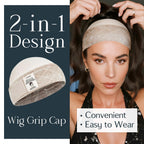 Two pack of nude comfortable modal cotton wig caps displayed on a studio background