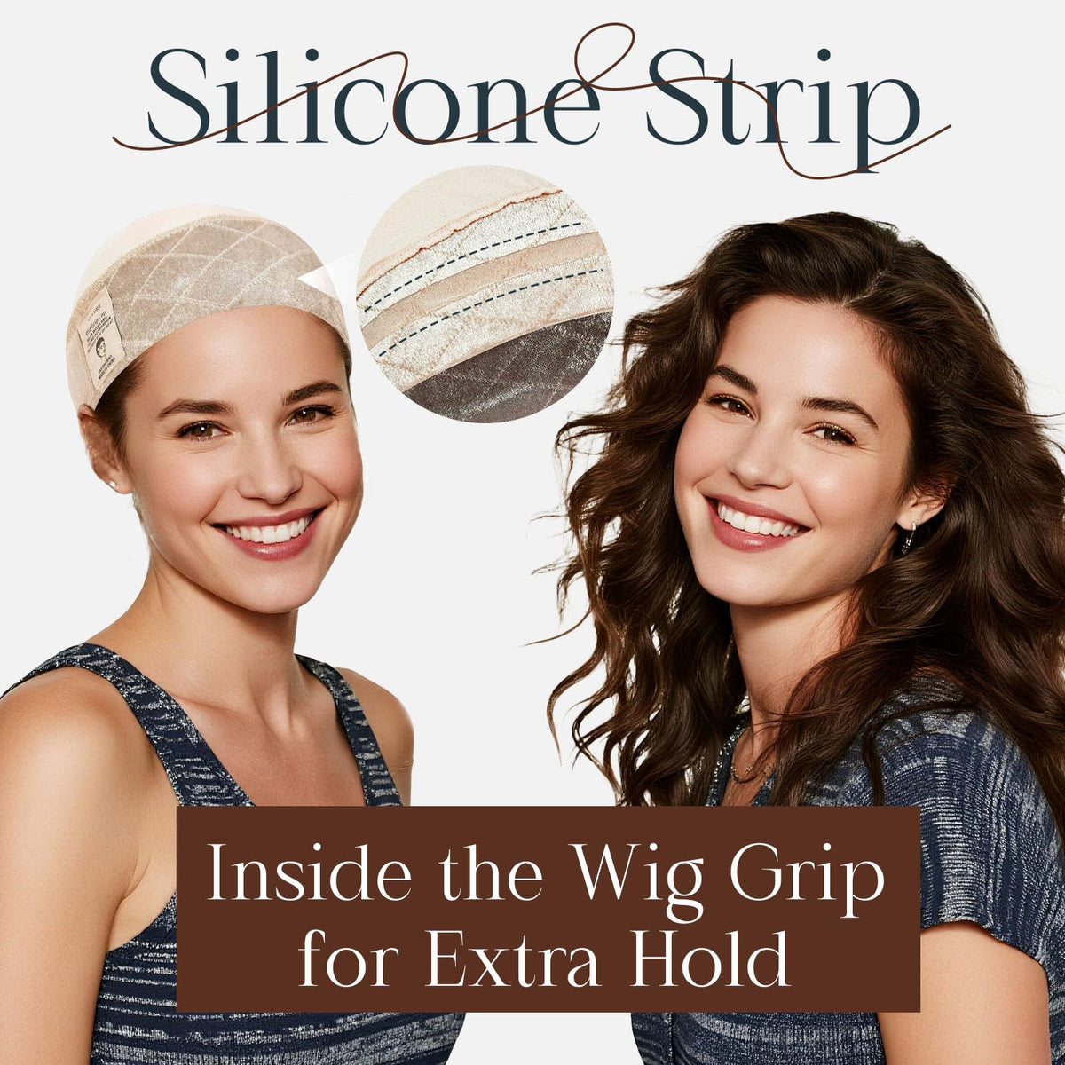Close up view of the interior non slip premium silicone strip inside the nude cap