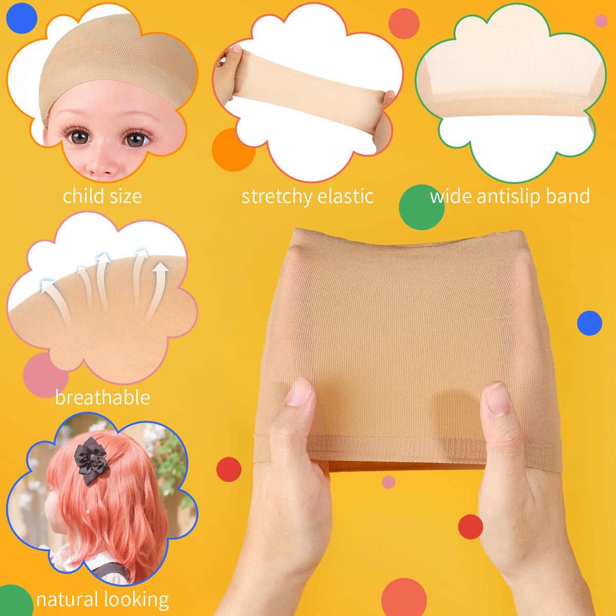 Fandamei kids wig cap elastic band detail