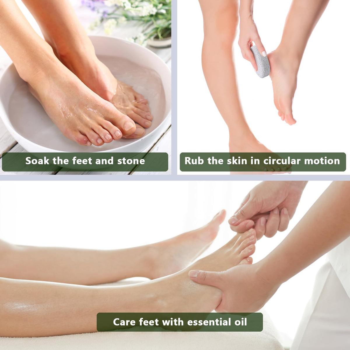 Person using Borogo pumice stone on heel for callus removal
