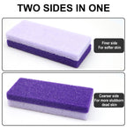 Usage demonstration of purple pumice stone for smooth heels