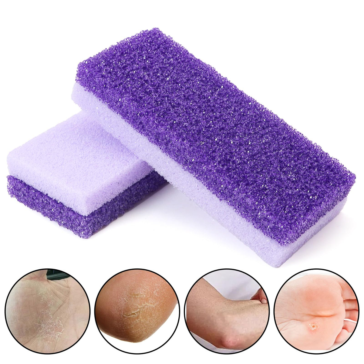 Purple pumice sponge tool for exfoliated and youthful feet