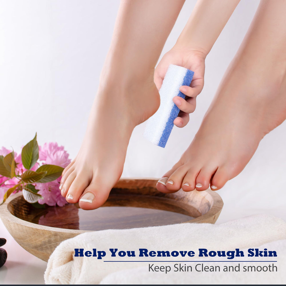 Six blue foot pumice stones for home pedicure