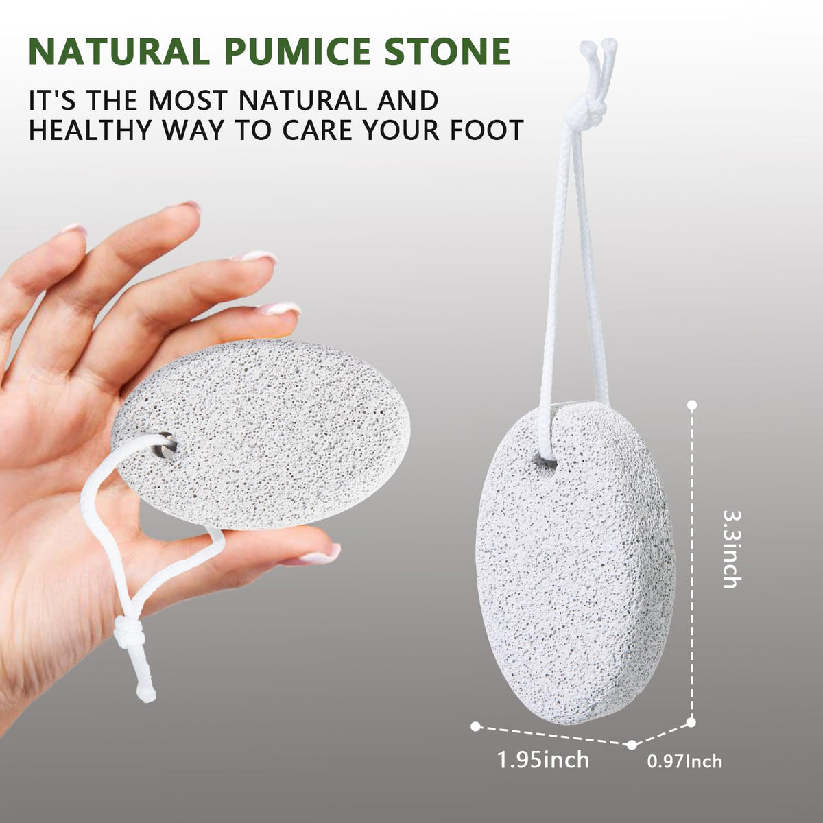 Borogo pumice stone with rope loop for easy hanging