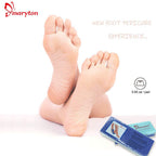 Two individually wrapped Maryton foot exfoliating pads displayed side by side