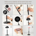 Vase shaped base of a premium imported styling stand for hairpieces.