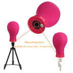 Lucicass pink canvas head with T-pins inserted for wig making