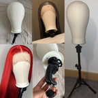 Professional mannequin head setup for wig display and styling