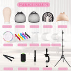 Authentic imported professional wig styling kit with accessories displayed on table