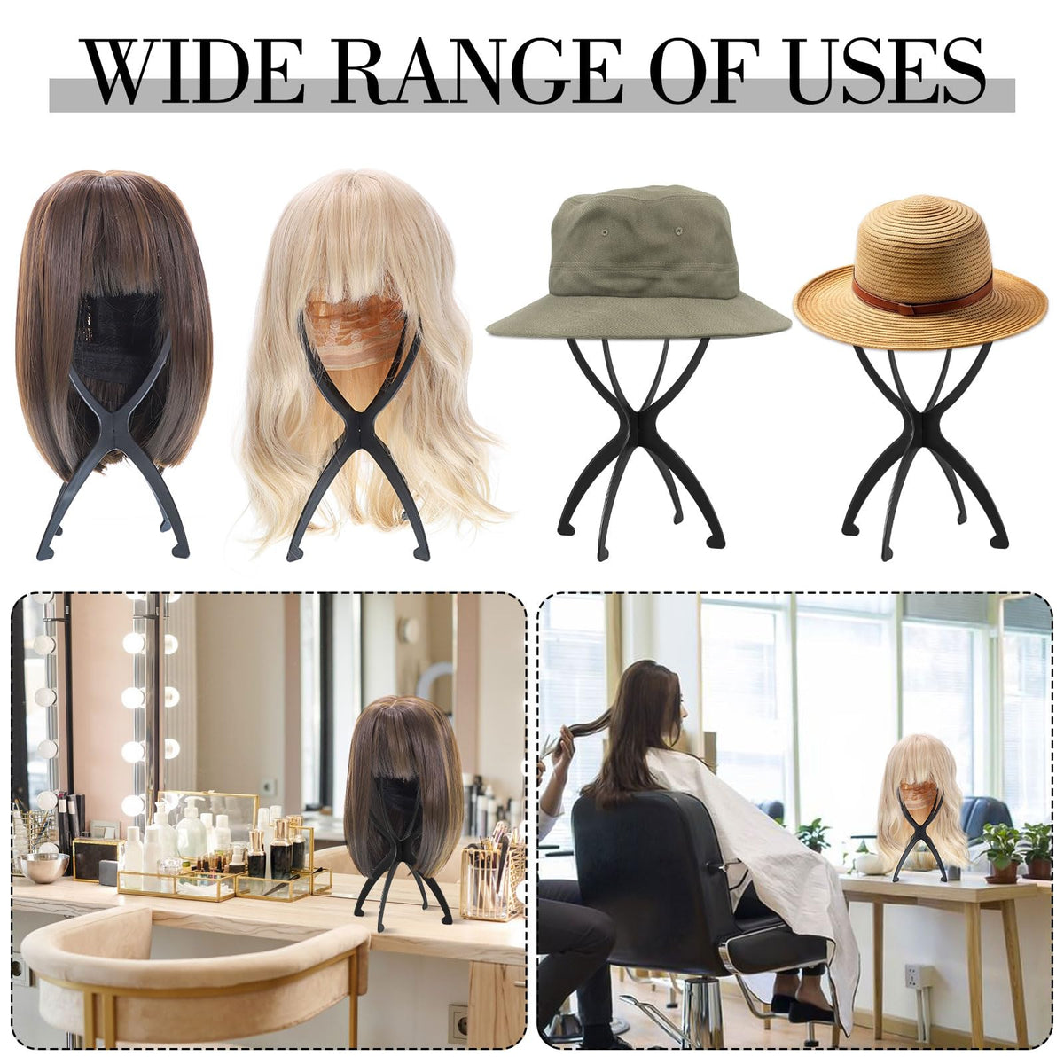 Obeoby travel wig stand height and dimension view