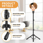 Retbtnm wig stand rotatable head feature for hair styling